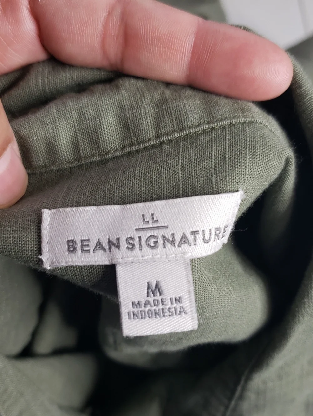 LL Bean Signature 100% Cotton Camp Button Front Shirt Dress Size M Olive Gray - Picture 10 of 16